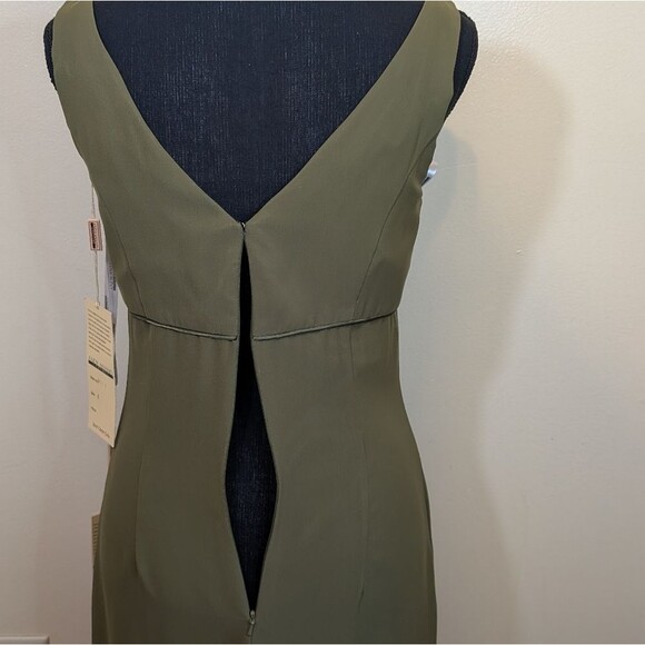 Andy Anand Couture Maxi Gown Dress Olive Green Tiered Embroidered Sequin Small - Picture 10 of 14